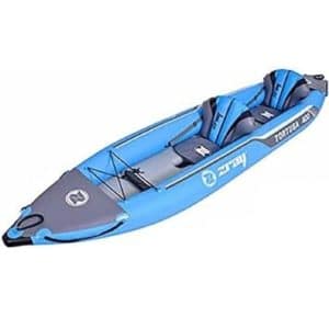 Zray - Kayak Gonflable Tortuga - 2 Places - Type Canoë Rigide Pour Explorer - Pagaies. Sac De Transport. Pompe À Pied Et Sièges Gonflables 2 Personnes - Idéal Pour Pêche Et Excursion - Bleu